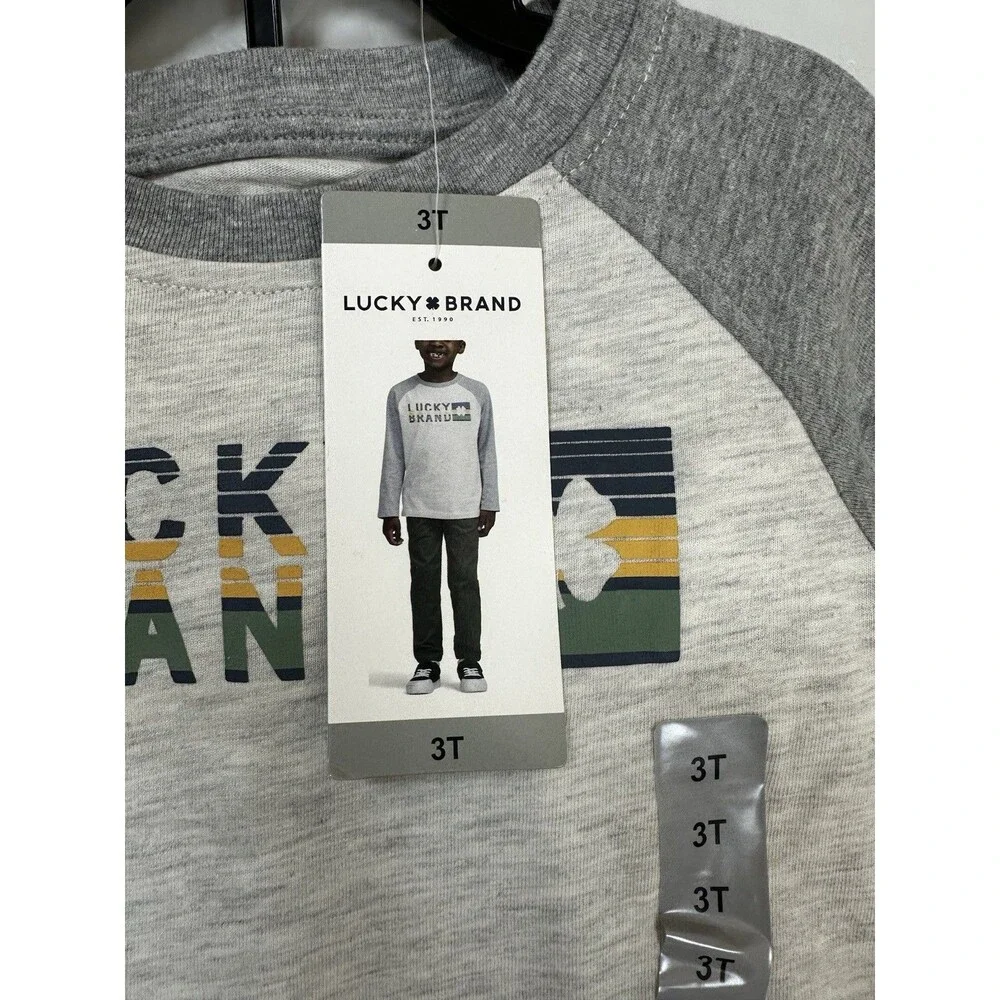 NWT Lucky Brand Boy's 2 Piece Set Size 3T Long Sleeve Gray/Olive